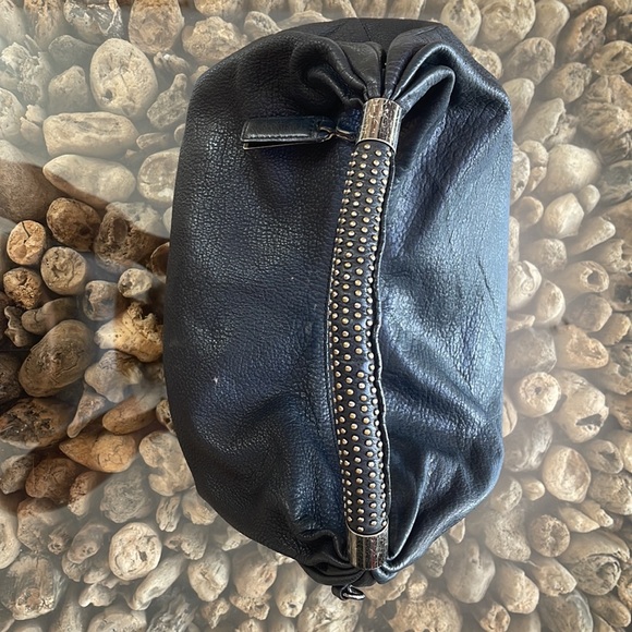 Kenneth Cole black leather purse, studded handle - Picture 3 of 5